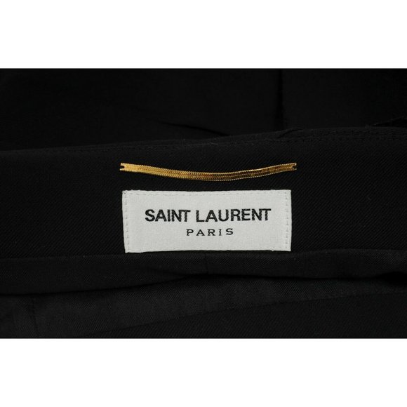 Saint Laurent YSL Black Embroidered Crystal Asymmetrical Short Skirt Size F38 - Picture 8 of 12